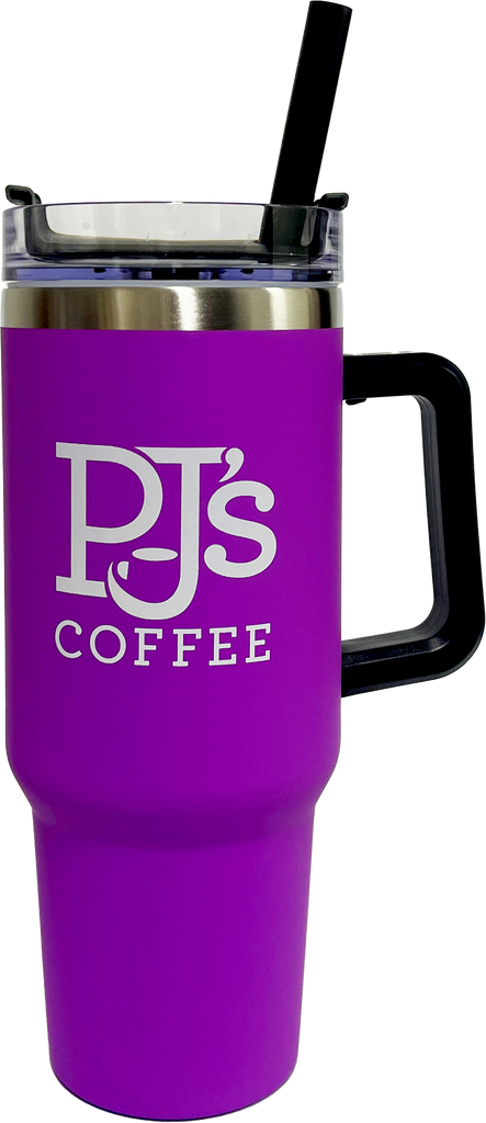 PJ's Purple 40 oz Handle Mug with Straw – PJ's Coffee