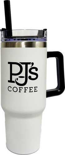 PJ's White 40 oz Handle Mug with Straw