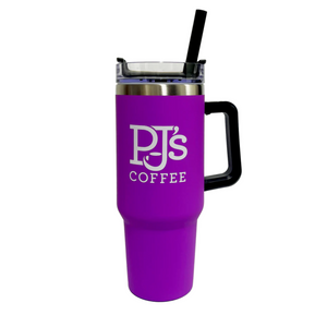 PJ's Purple 40 oz Handle Mug with Straw